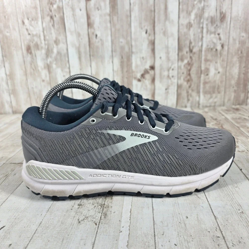 Brooks Addiction GTS 15 Womens Grey Navy Running Shoes 1203521B099 Size 8.5 B